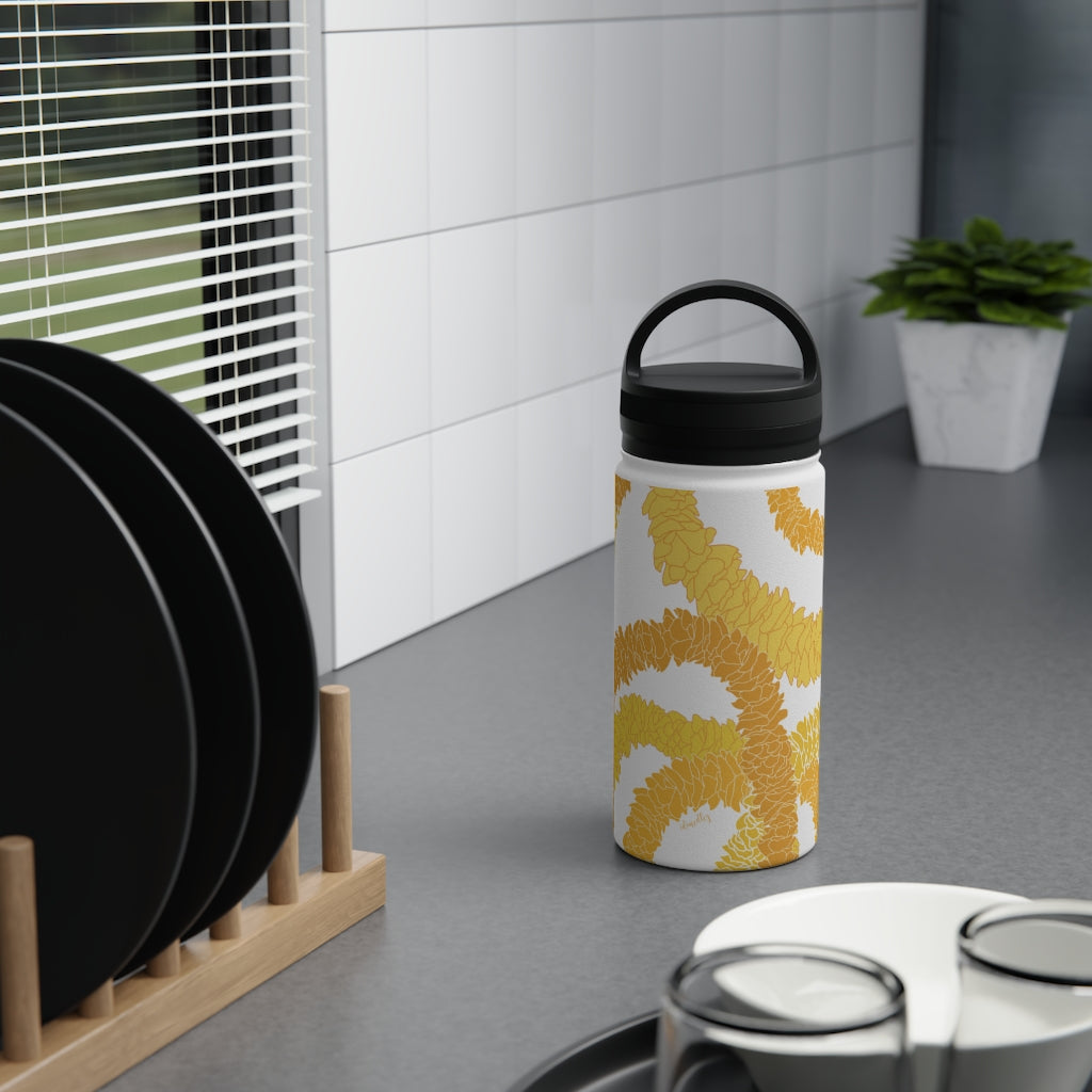 Water Bottle, 3 sizes, Stainless Steel with Handle Lid- Ilima Lei