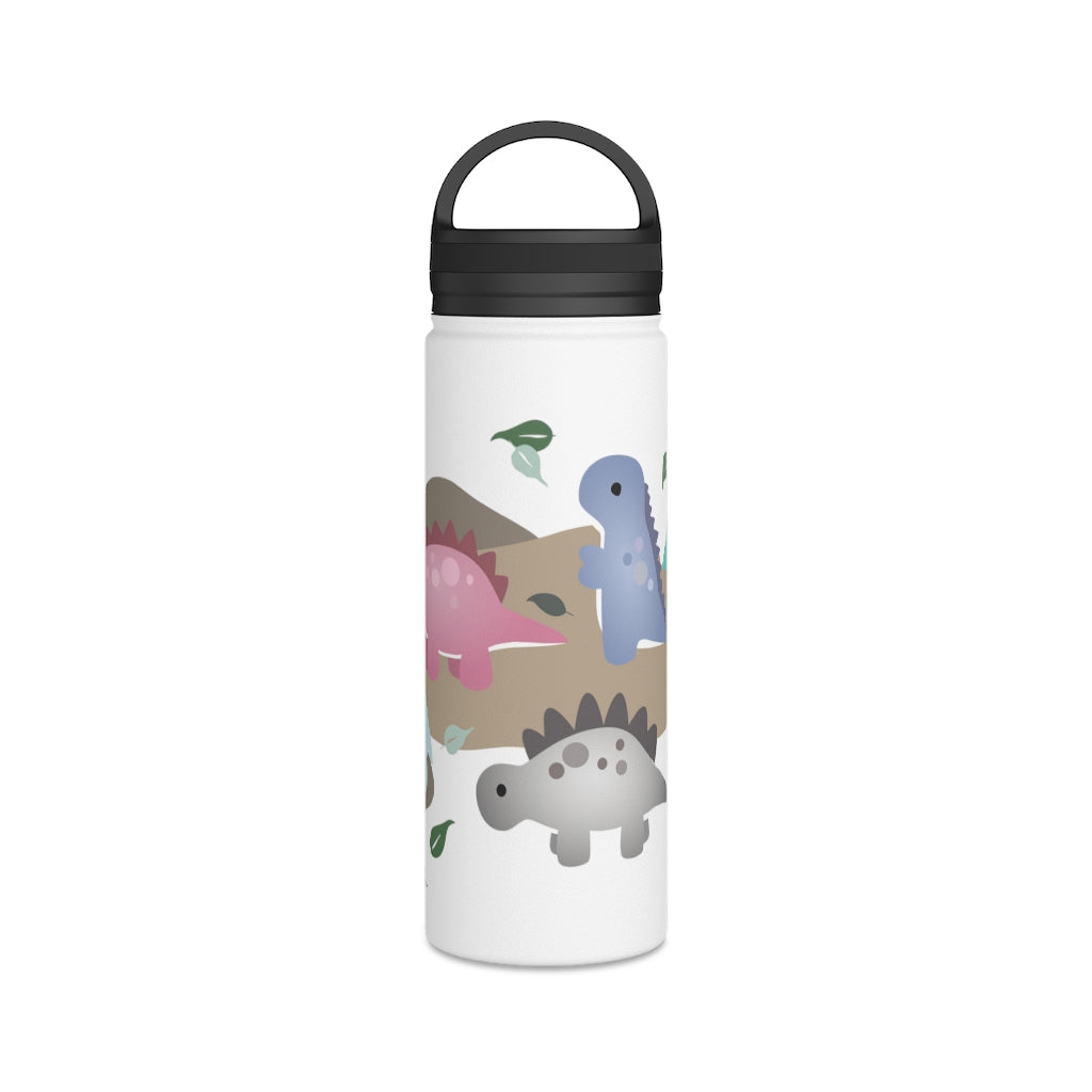 Water Bottle, 3 sizes, Stainless Steel with Handle Lid- Dinos in Paradise