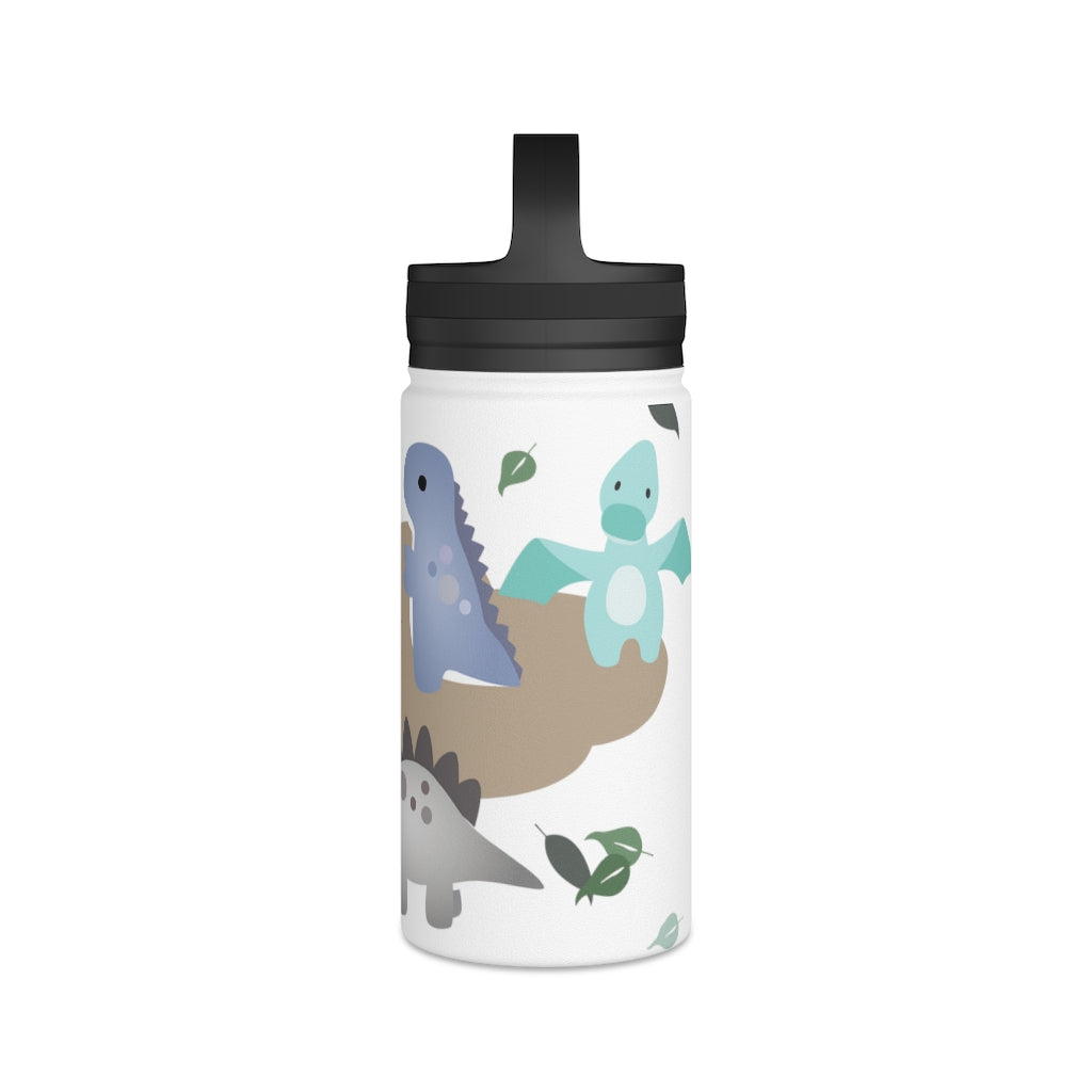 Water Bottle, 3 sizes, Stainless Steel with Handle Lid- Dinos in Paradise