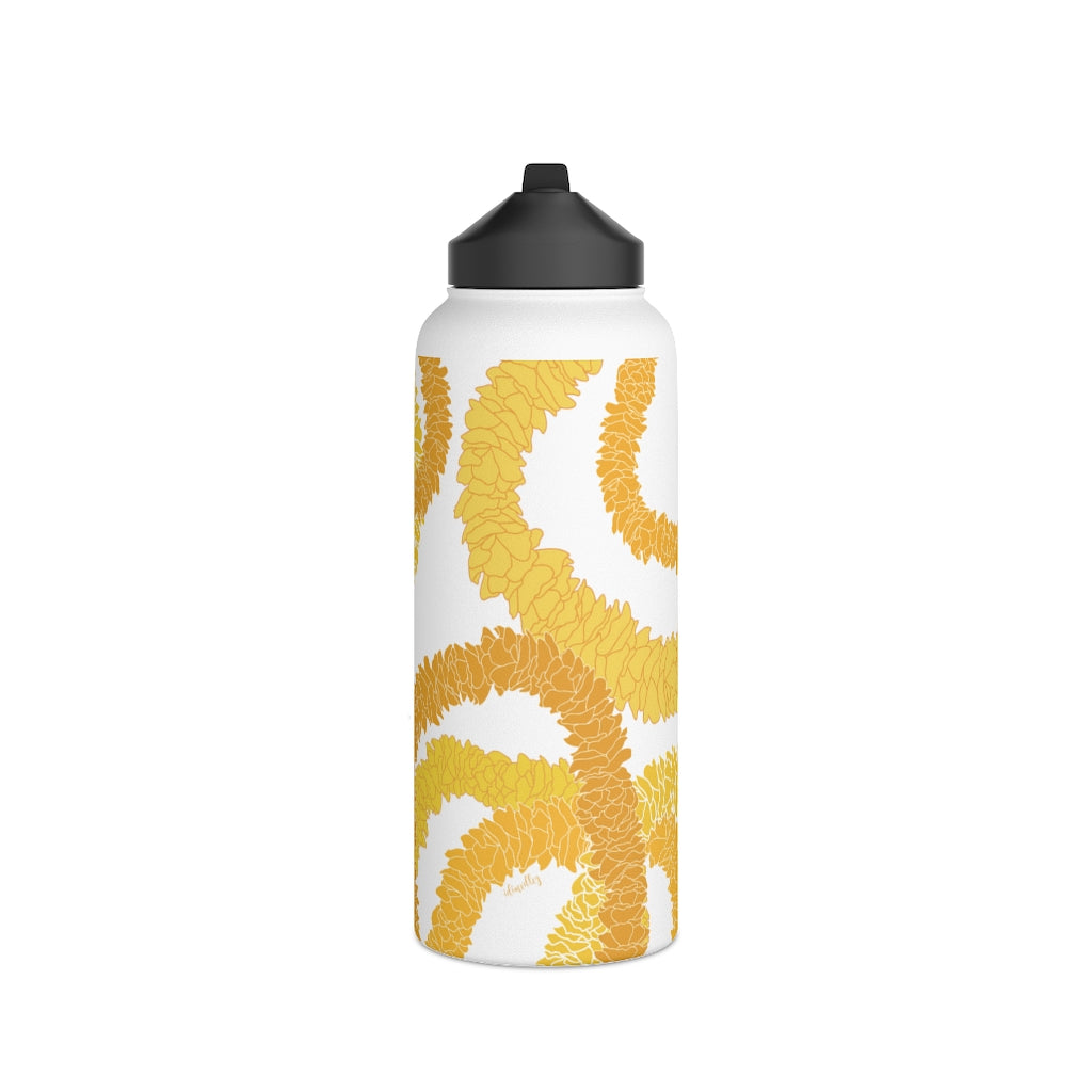 Water Bottle, 3 sizes, Stainless Steel with Sip Straw- Ilima Lei