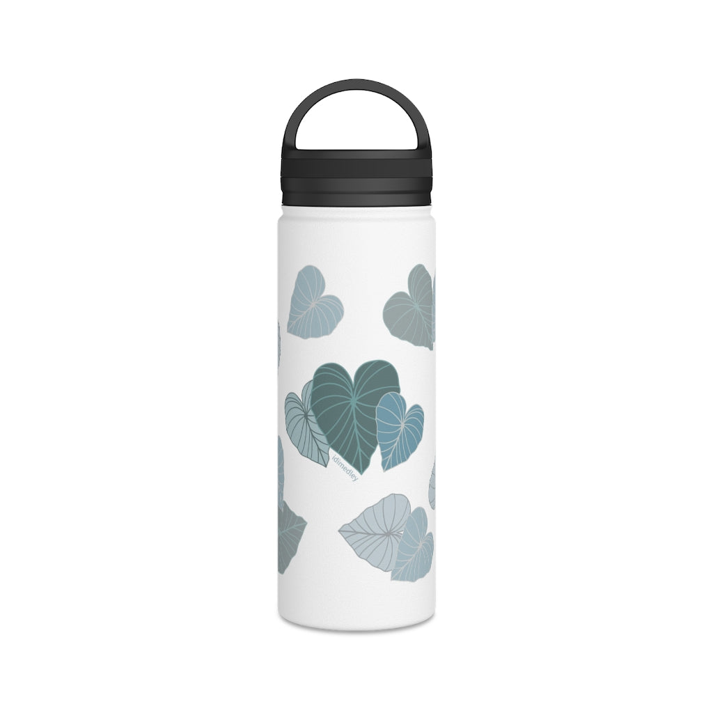 Water Bottle, 3 sizes, Stainless Steel with Handle Lid- Kalo Blue Flurries