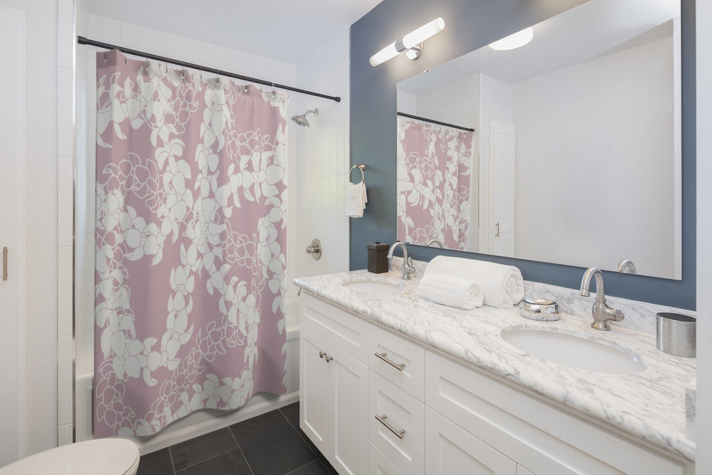 Shower Curtain- Puakenikeni Curvilinear Lei (Rosey Pink)