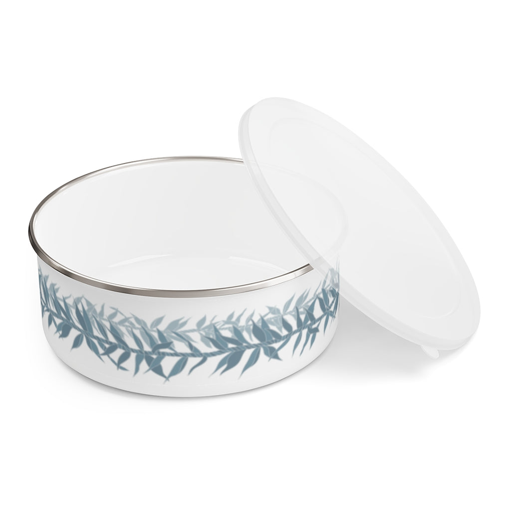 Enamel Bowl- Ti Leaf Lei (Steel Blue)