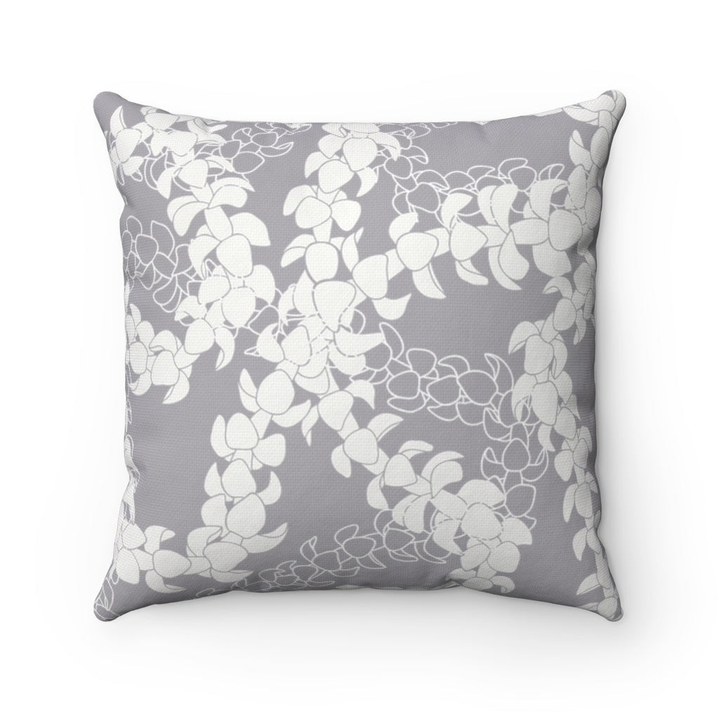 Canvas Throw Pillow Case- Puakenikeni Curvilinear Lei (Gray)