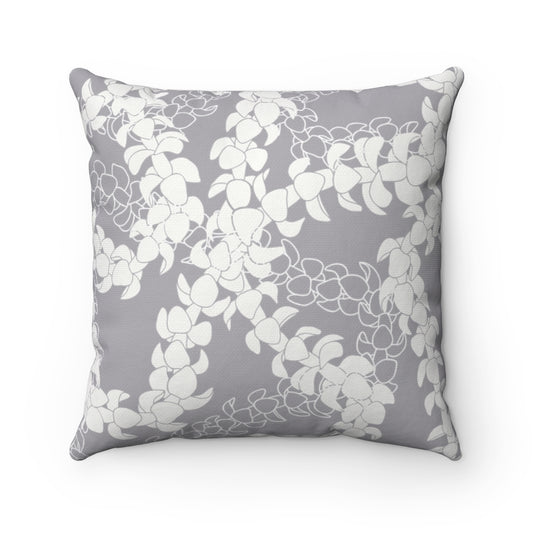 Canvas Throw Pillow Case- Puakenikeni Curvilinear Lei (Gray)
