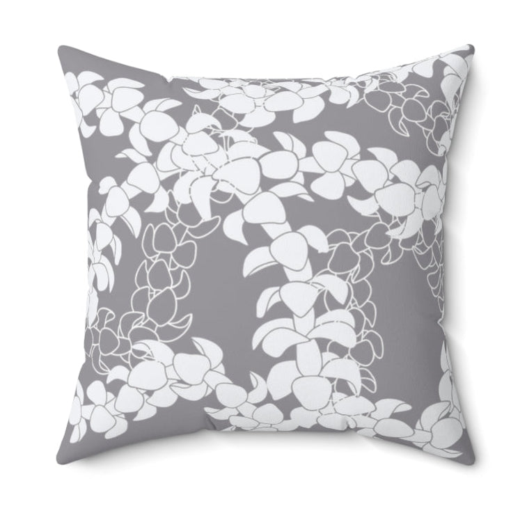 MicroSuede Throw Pillow Cover- Puakenikeni Curvilinear Lei (Gray)