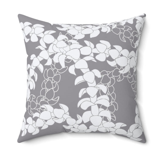 MicroSuede Throw Pillow Cover- Puakenikeni Curvilinear Lei (Gray)