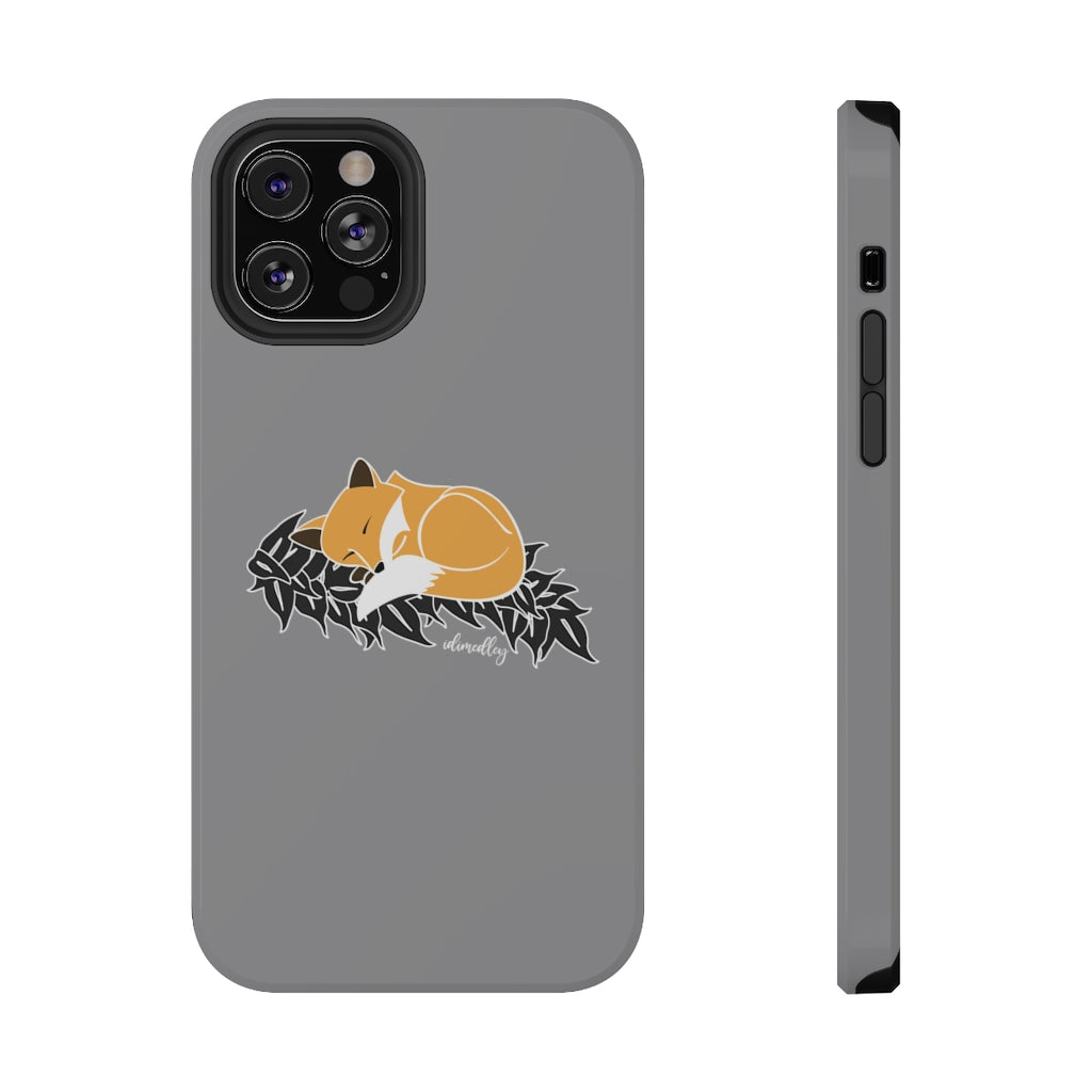 Snuggles the Sleeping Fox on Maile Leaves (Gray)