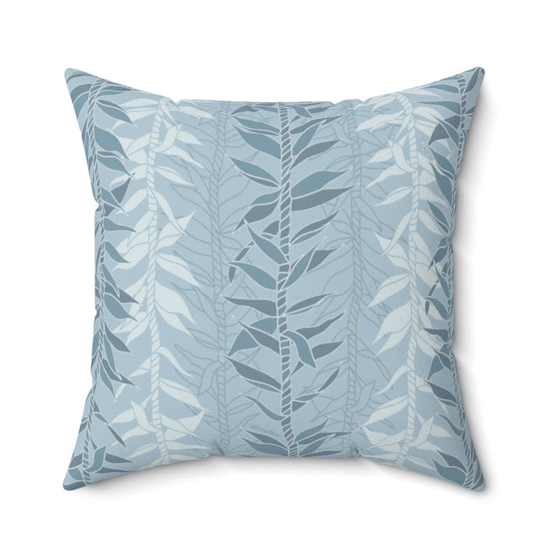 MicroSuede Throw Pillow Cover- Ti Leaf Lucky Leis (Steel Blue)