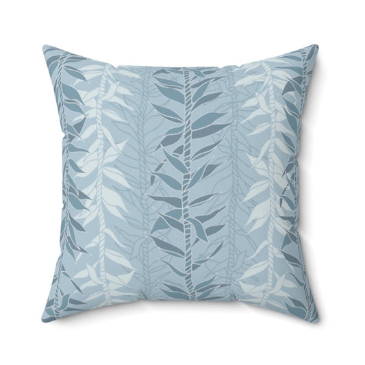 MicroSuede Throw Pillow Cover- Ti Leaf Lucky Leis (Steel Blue)