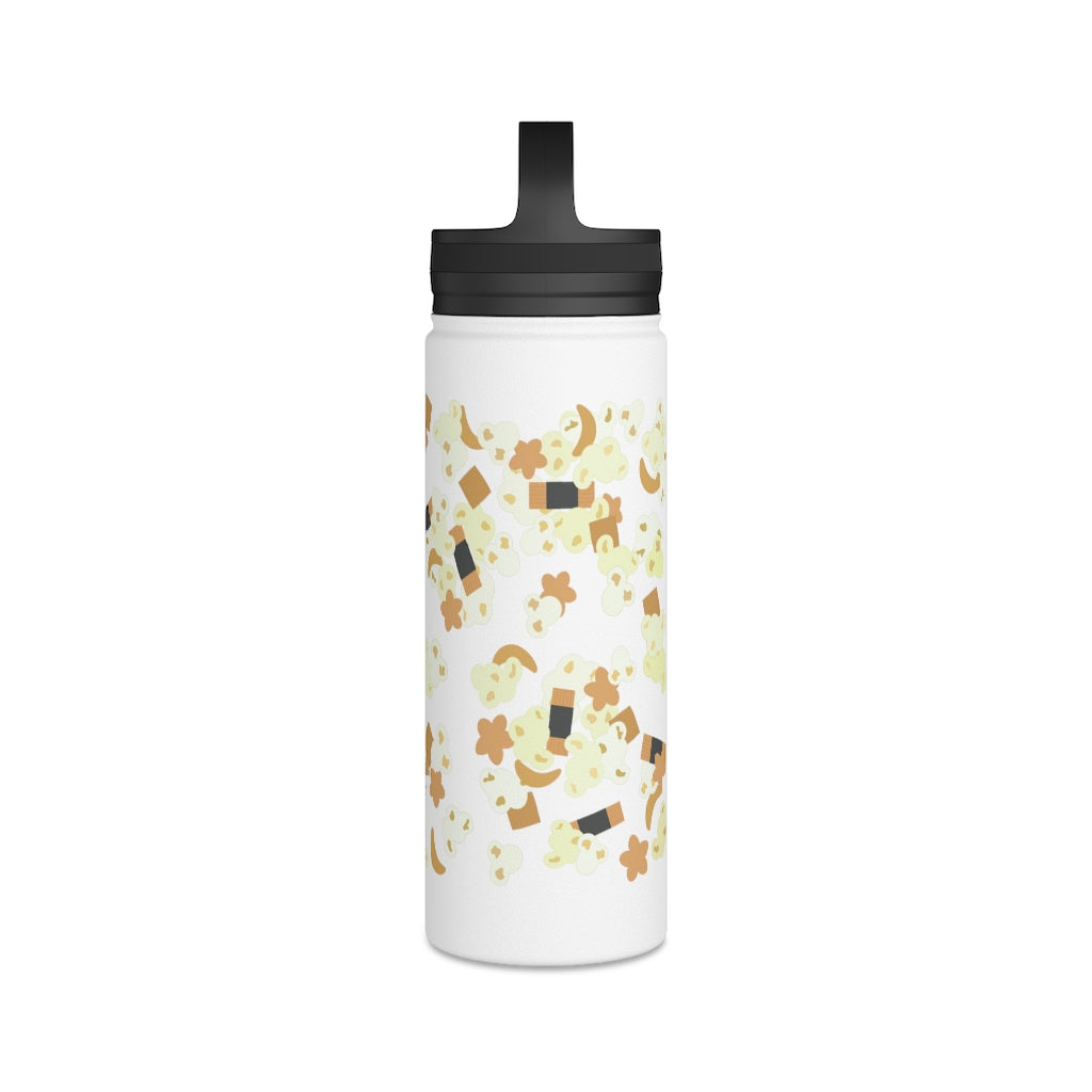 Water Bottle, 3 sizes, Stainless Steel with Handle Lid- Hurricane Popcorn