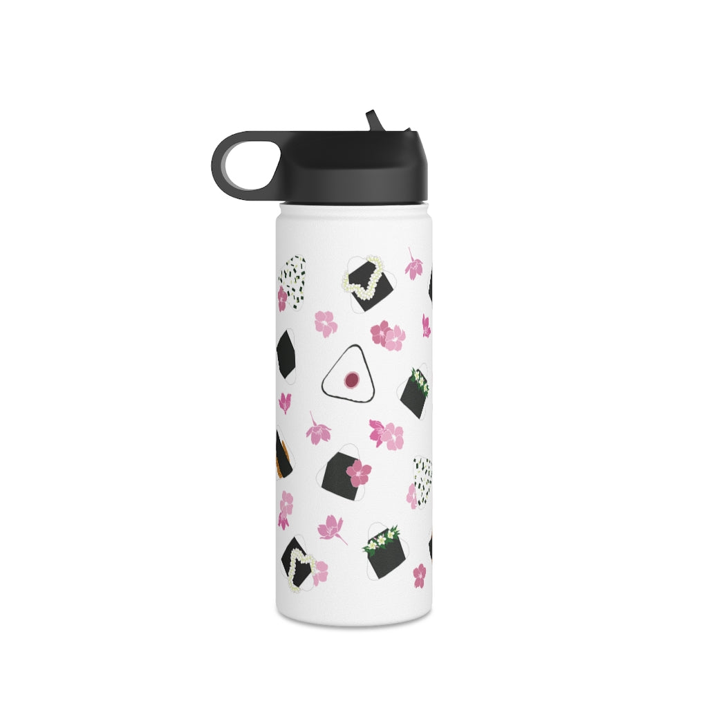 Water Bottle, 3 sizes, Stainless Steel with Sip Straw- Musubi Medley