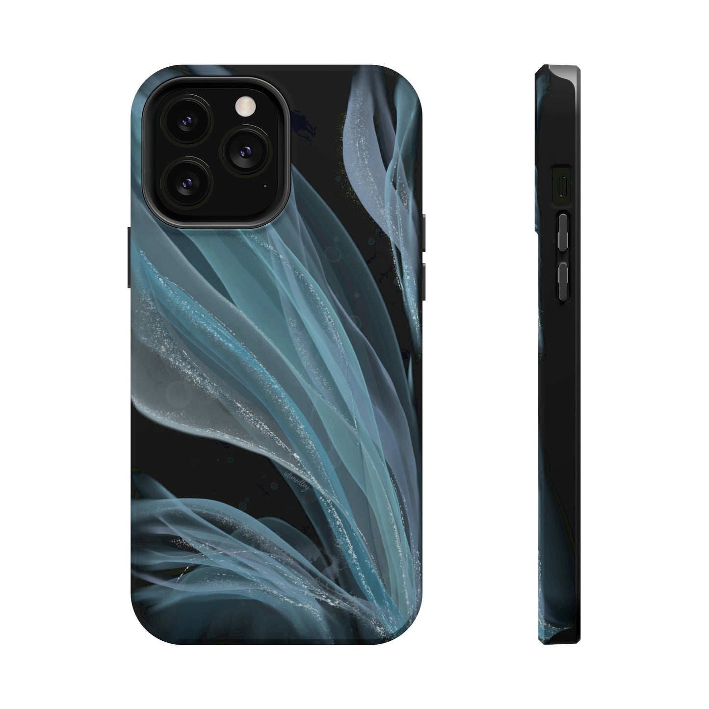 Blue Waves Alcohol Ink Art (Black), MagSafe