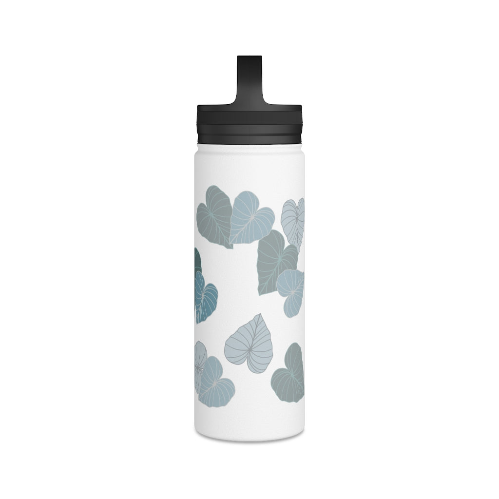 Water Bottle, 3 sizes, Stainless Steel with Handle Lid- Kalo Blue Flurries