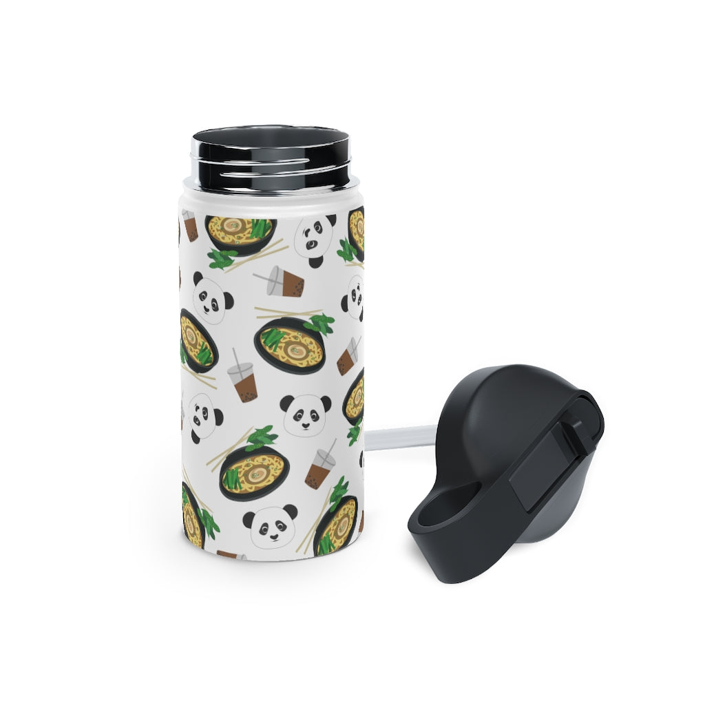 Water Bottle, 3 sizes, Stainless Steel with Sip Straw- MIDI the Ramen Panda