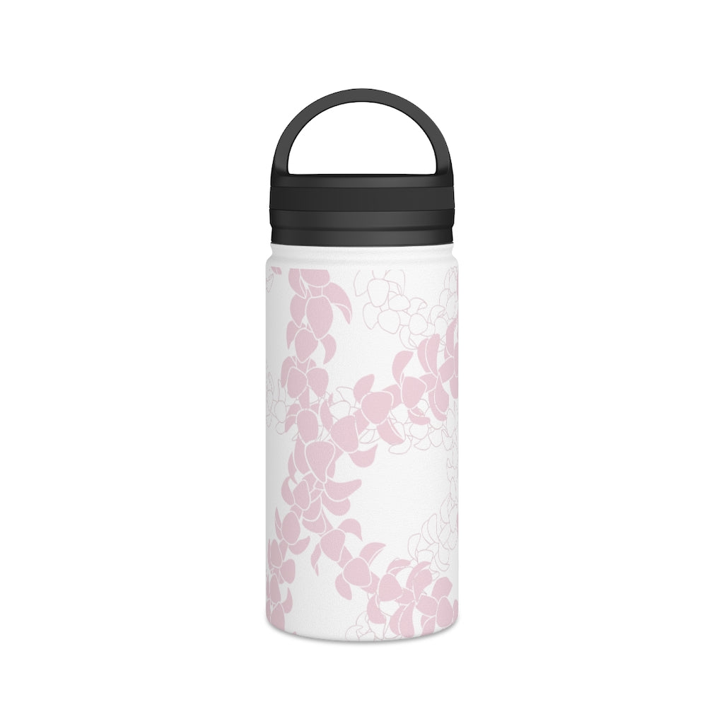 Water Bottle with Handle- Puakenikeni Curvilinear Lei (Soft Pink)