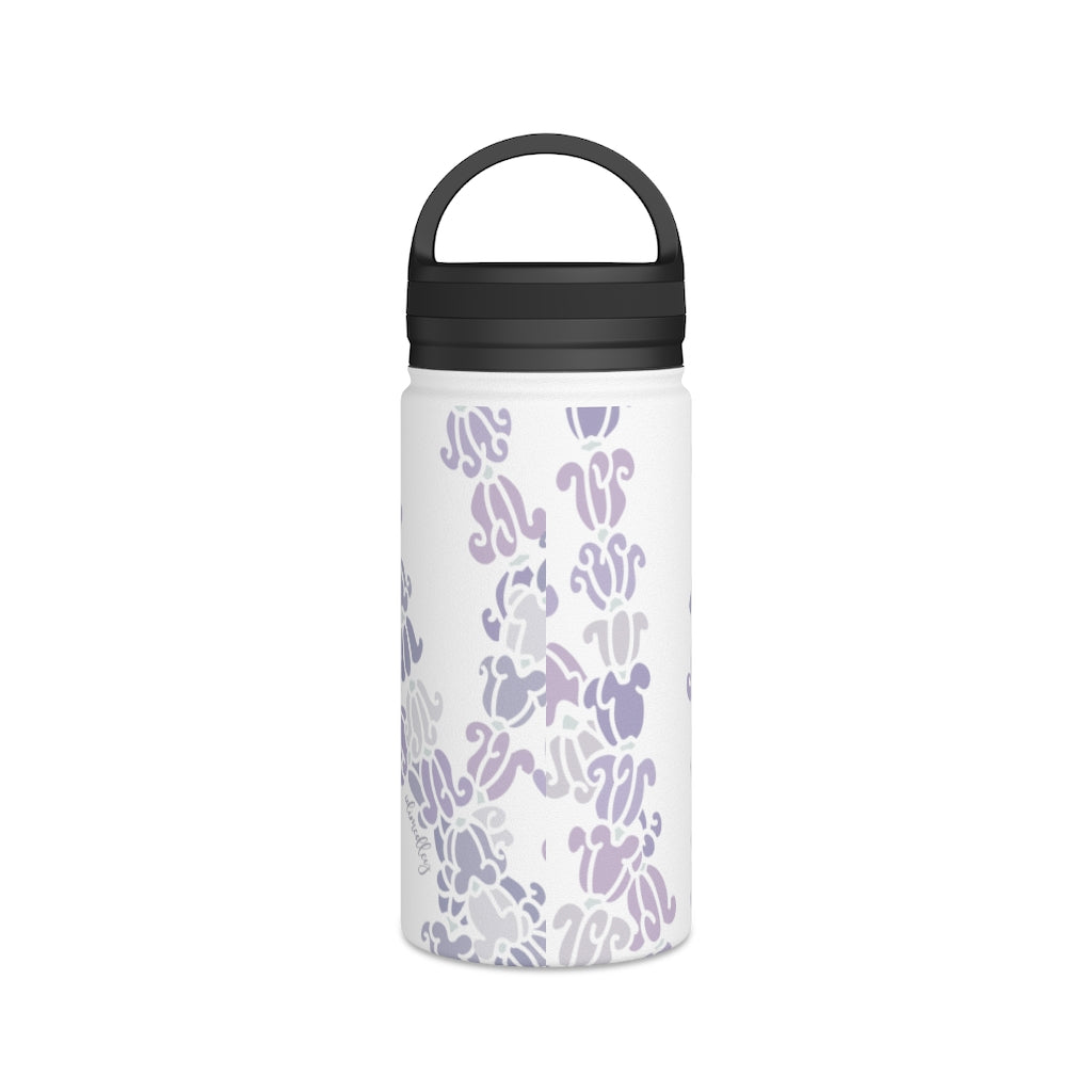 Water Bottle, 3 sizes, Stainless Steel with Handle Lid- Crown Flower Melodies, Crown Flower Lei