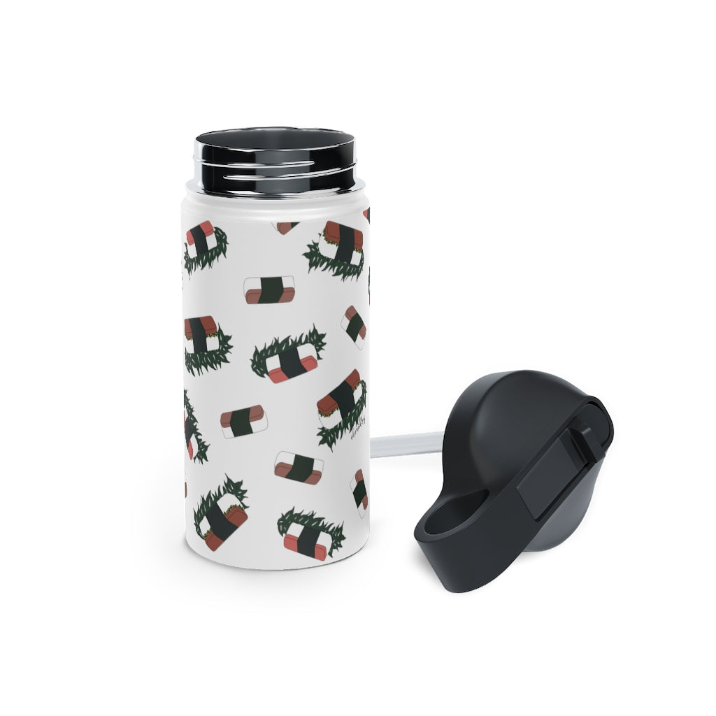 Water Bottle, 3 sizes, Stainless Steel with Sip Straw- Hawaii Musubi