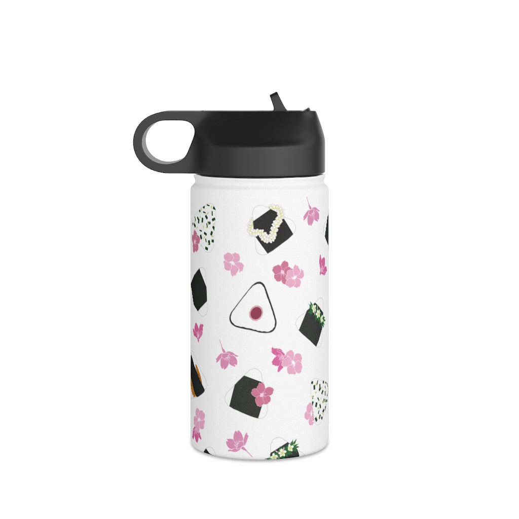Water Bottle, 3 sizes, Stainless Steel with Sip Straw- Musubi Medley