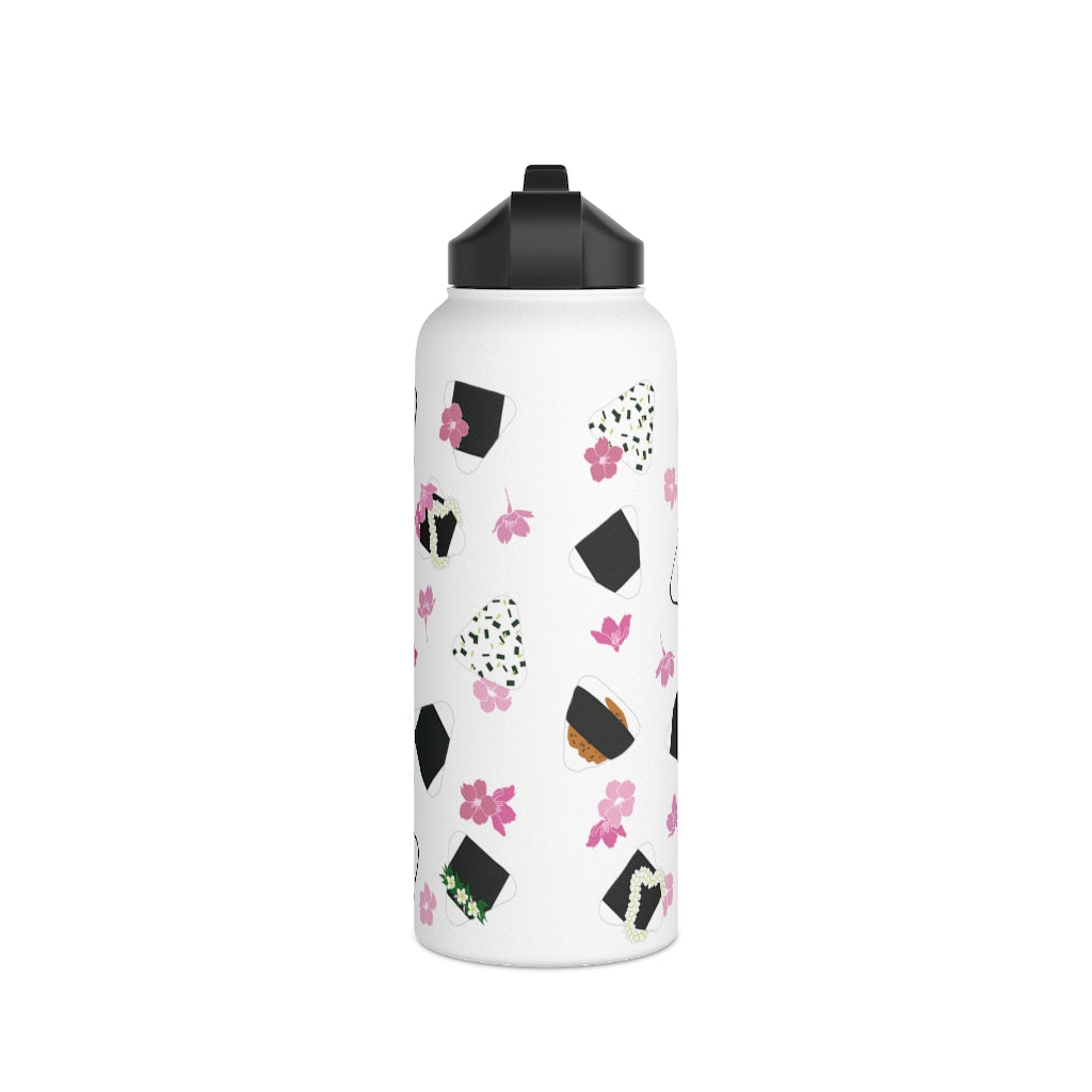Water Bottle, 3 sizes, Stainless Steel with Sip Straw- Musubi Medley