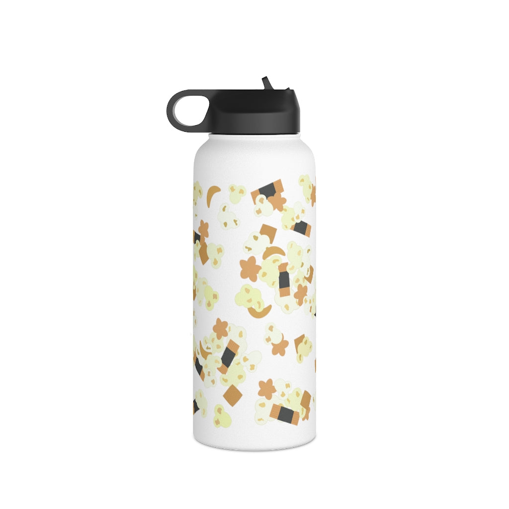 Water Bottle, 3 sizes, Stainless Steel with Sip Straw- Hurricane Popcorn