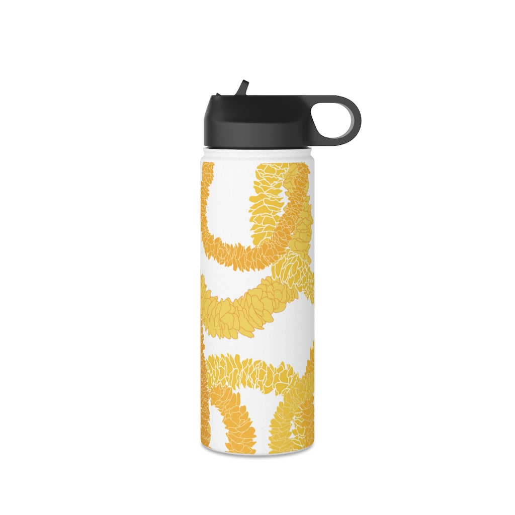 Water Bottle, 3 sizes, Stainless Steel with Sip Straw- Ilima Lei