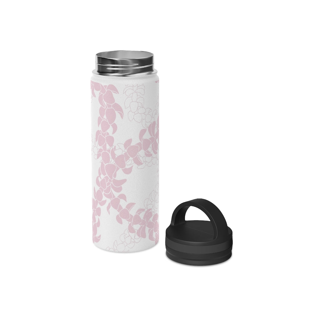Water Bottle with Handle- Puakenikeni Curvilinear Lei (Soft Pink)