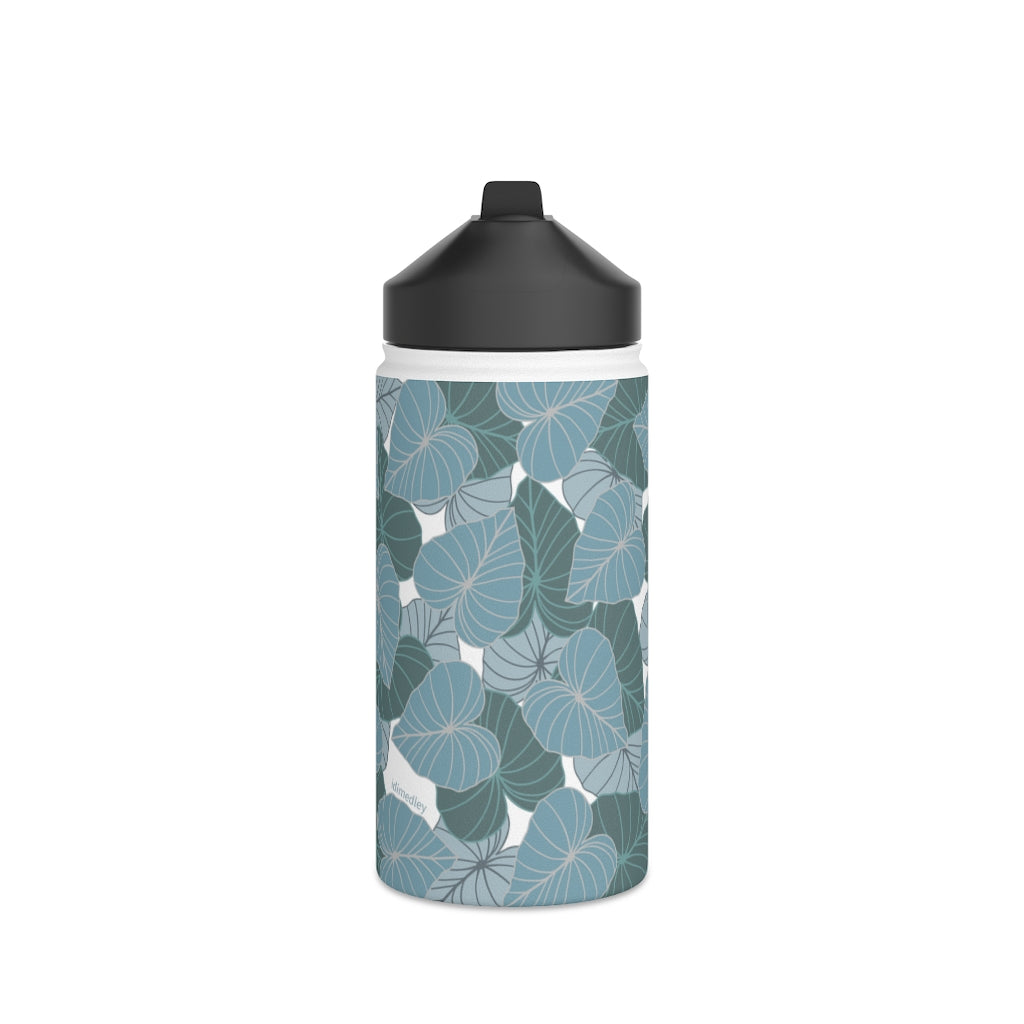 Water Bottle, 3 sizes, Stainless Steel with Sip Straw- Kalo Blues
