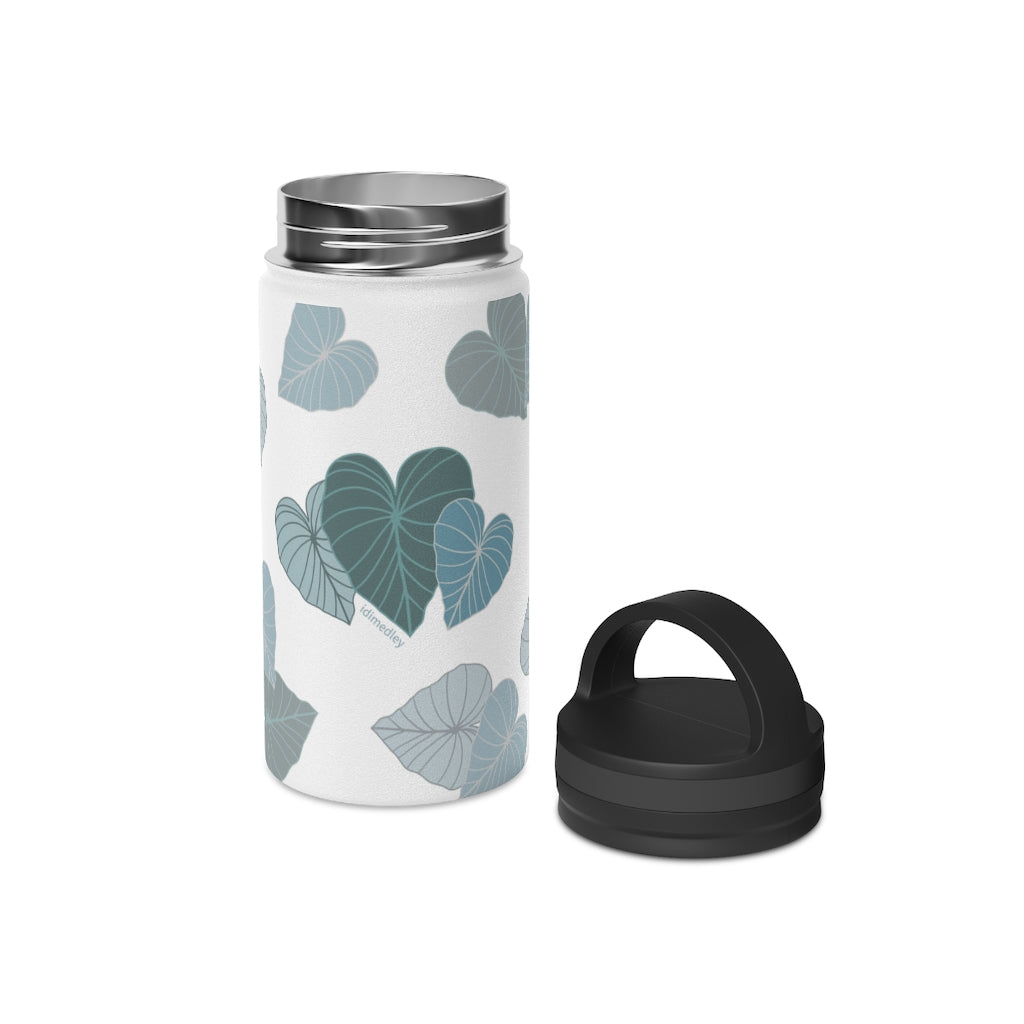 Water Bottle, 3 sizes, Stainless Steel with Handle Lid- Kalo Blue Flurries