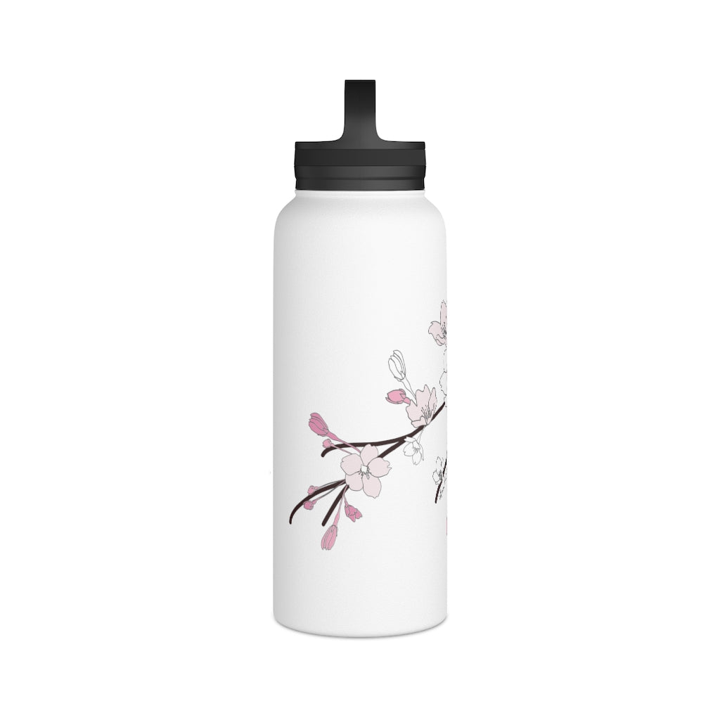 Water Bottle, 3 sizes, Stainless Steel with Handle Lid- Sakura Blooms