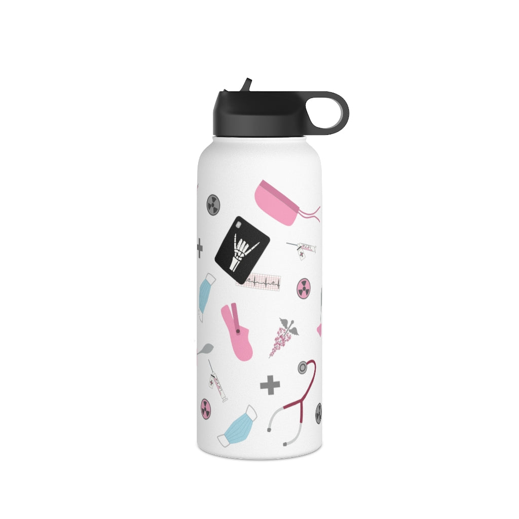 Water Bottle, 3 sizes, Stainless Steel with Sip Straw- Women in Medicine