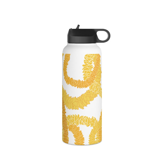 Water Bottle, 3 sizes, Stainless Steel with Sip Straw- Ilima Lei