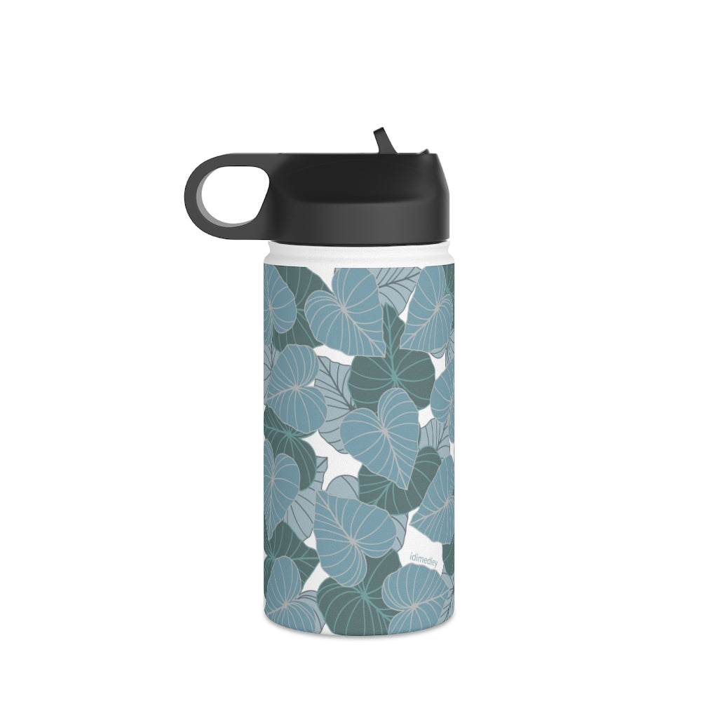 Water Bottle, 3 sizes, Stainless Steel with Sip Straw- Kalo Blues