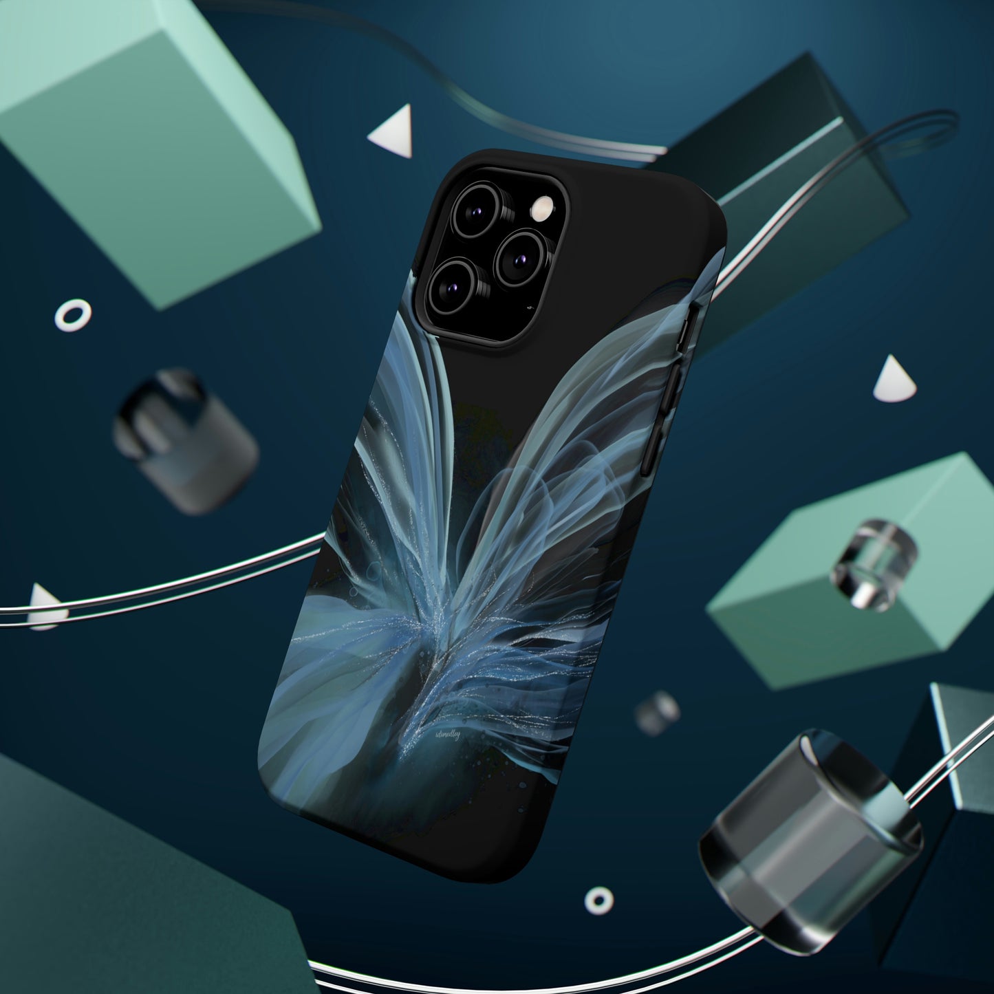 Blue Butterfly Alcohol Ink Art (Black), MagSafe
