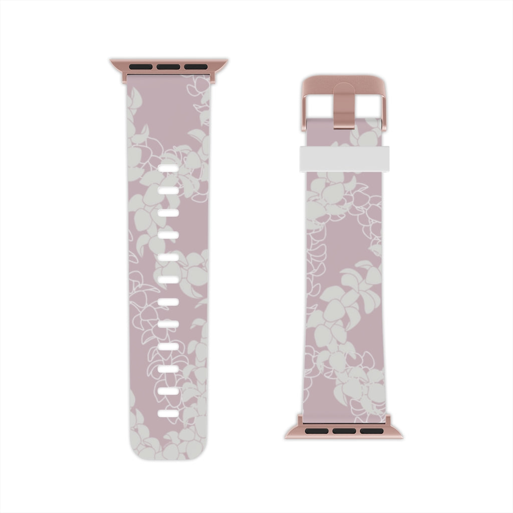 Watch Band for Apple Watch- Puakenikeni Curvilinear Lei (Rosey Pink)