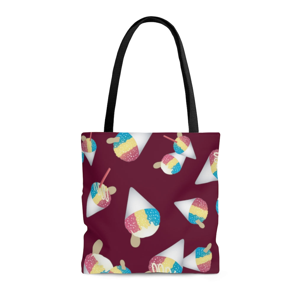 Tote bag- Rainbow Shave Ice/Snow Cones (Dark Magenta)