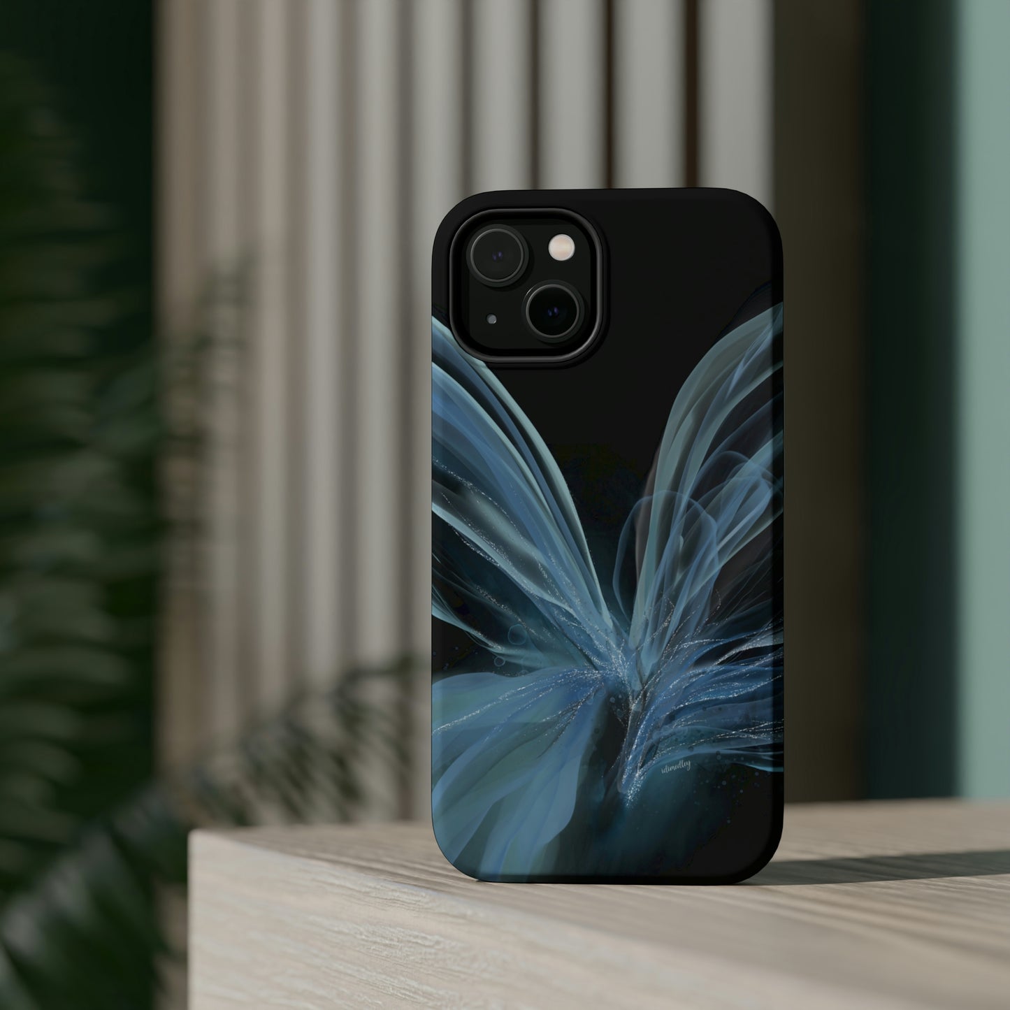 Blue Butterfly Alcohol Ink Art (Black), MagSafe