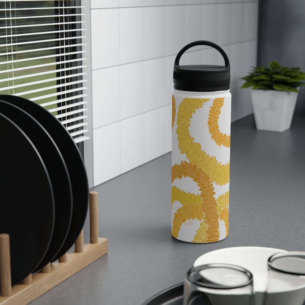 Water Bottle, 3 sizes, Stainless Steel with Handle Lid- Ilima Lei