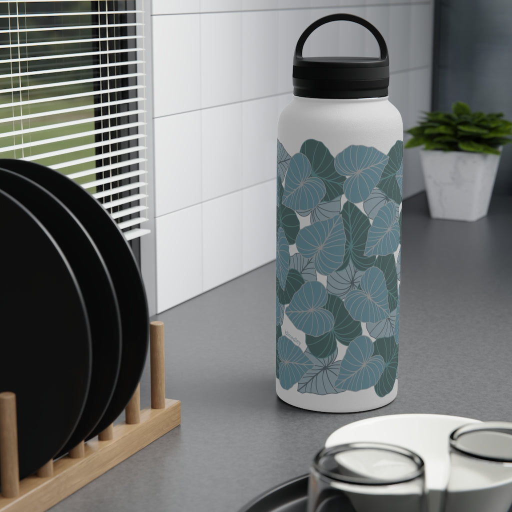 Water Bottle, 3 sizes, Stainless Steel with Handle Lid- Kalo Blues