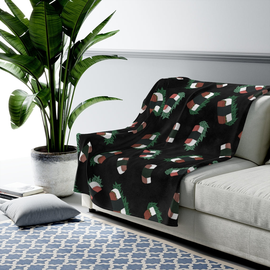 Velveteen Blanket- Hawaii Musubi (Black)
