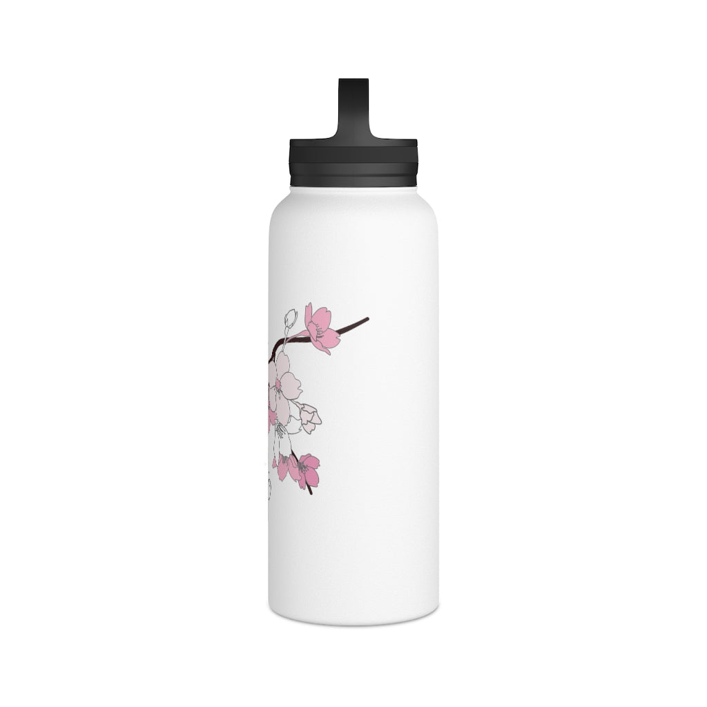 Water Bottle, 3 sizes, Stainless Steel with Handle Lid- Sakura Blooms