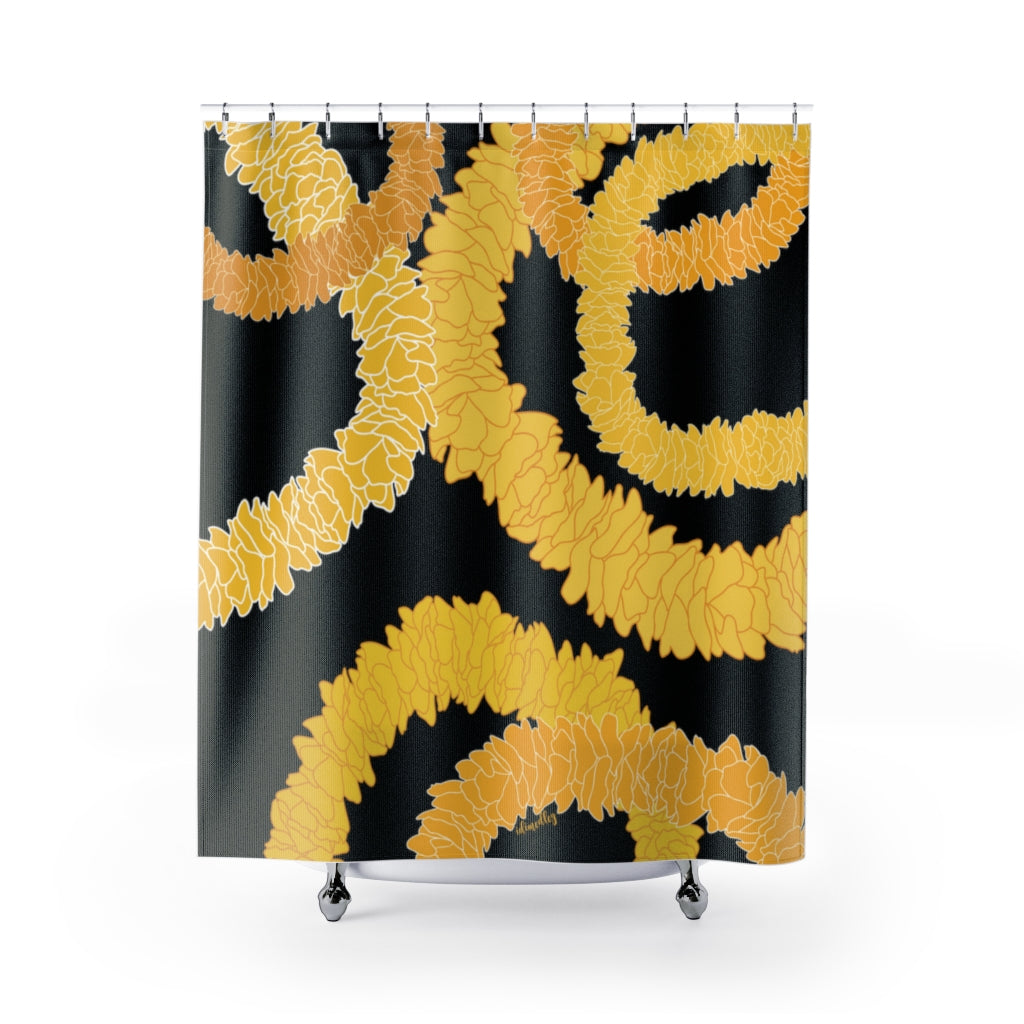 Shower Curtain- Ilima Lei (Black)