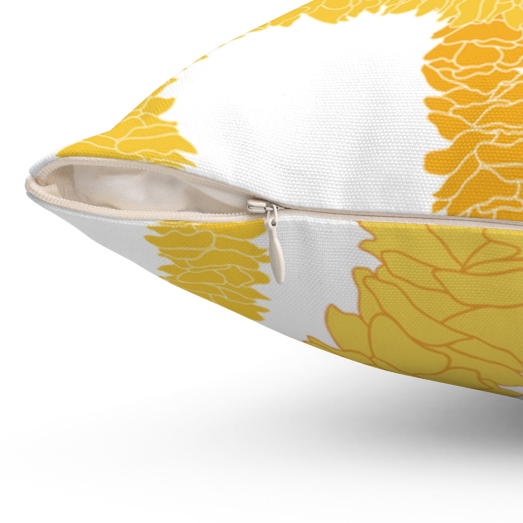 Canvas Throw Pillow Case- Ilima Lei (White)