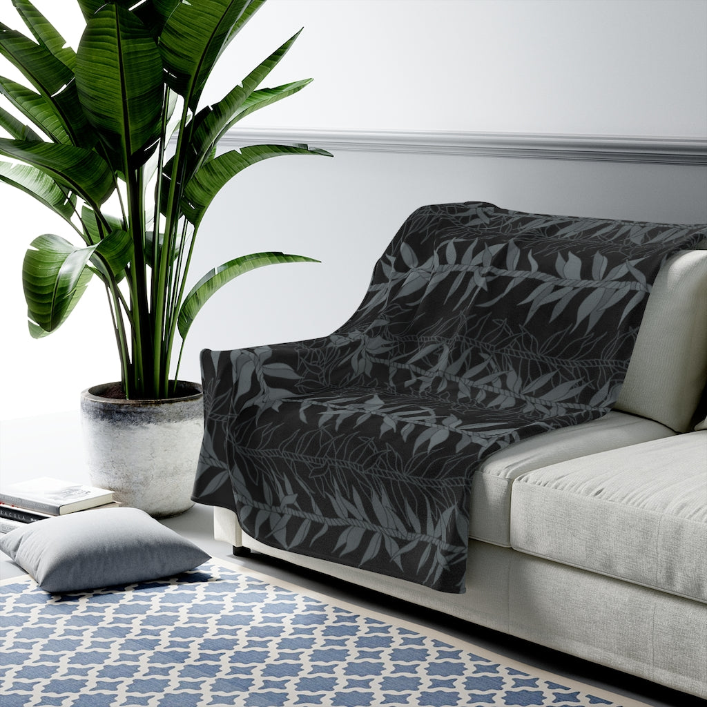 Velveteen Blanket- Ti Leaf Lucky Leis (Shadows)