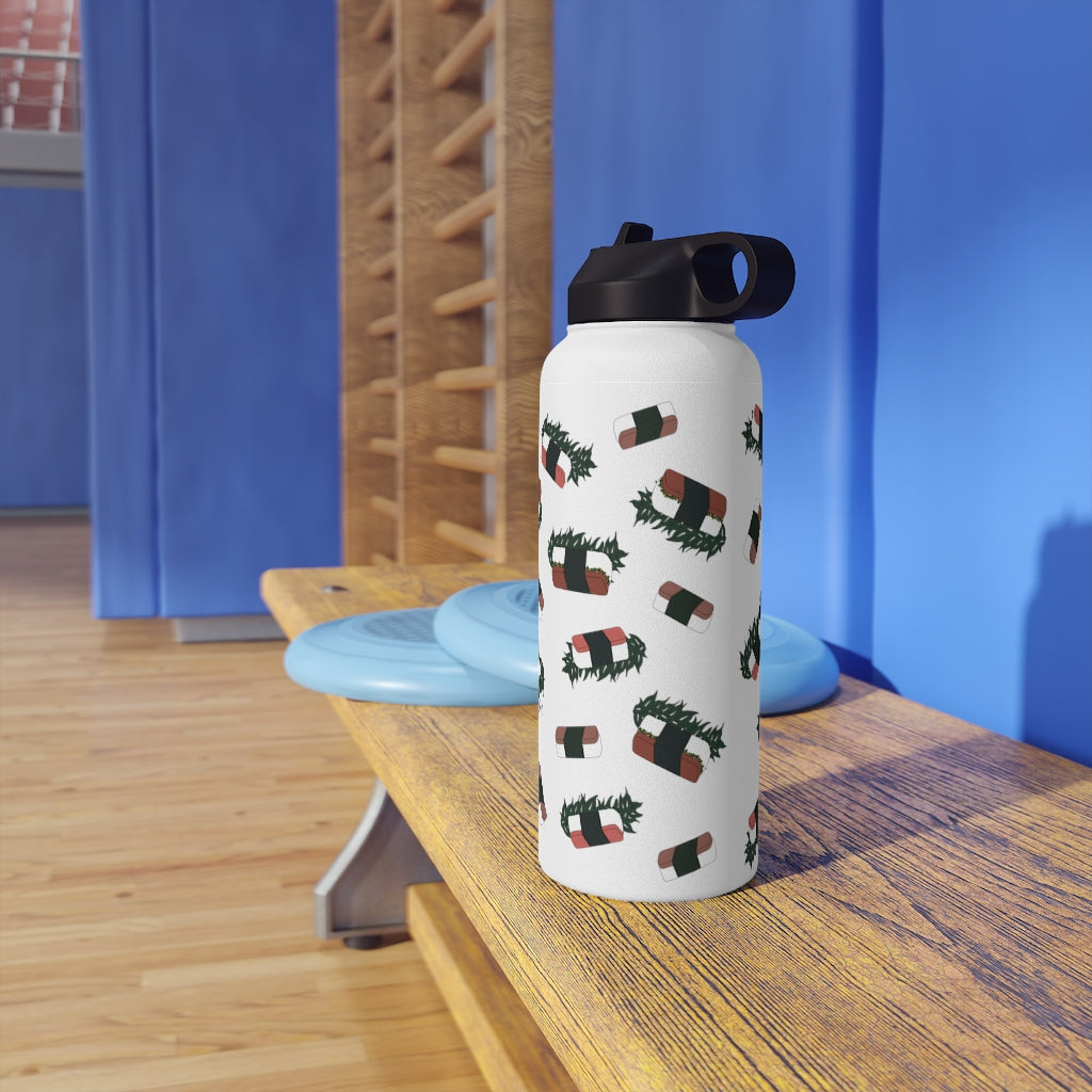Water Bottle, 3 sizes, Stainless Steel with Sip Straw- Hawaii Musubi