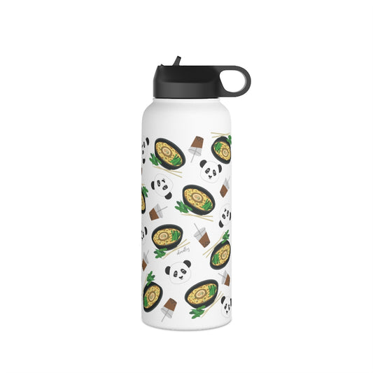 Water Bottle, 3 sizes, Stainless Steel with Sip Straw- MIDI the Ramen Panda