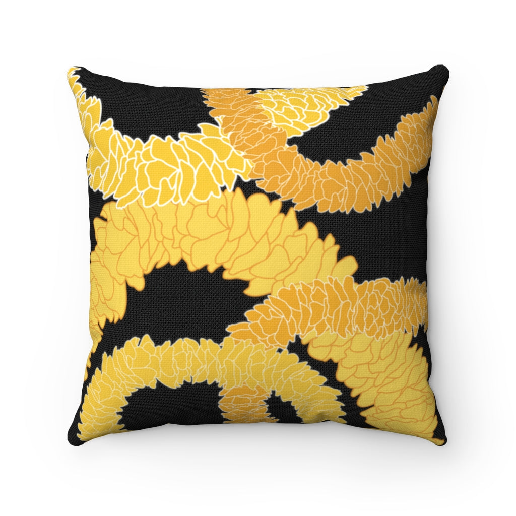 Canvas Throw Pillow Case- Ilima Lei (Black)