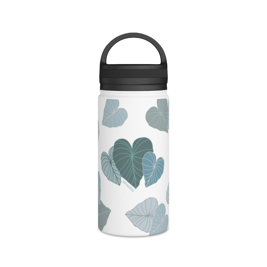 Water Bottle, 3 sizes, Stainless Steel with Handle Lid- Kalo Blue Flurries