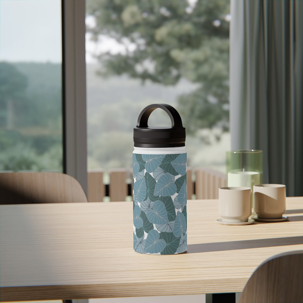Water Bottle, 3 sizes, Stainless Steel with Handle Lid- Kalo Blues