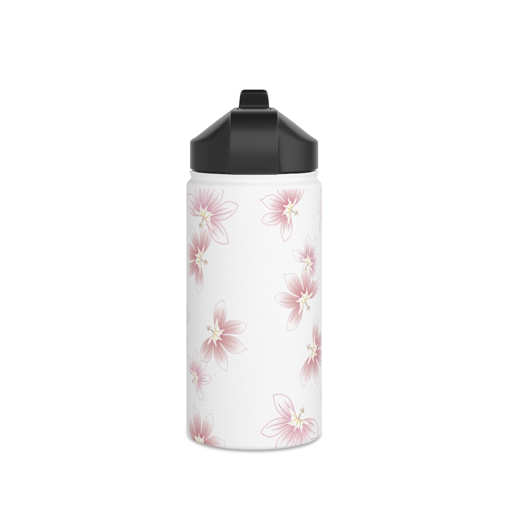 Water Bottle, 3 sizes, Stainless Steel with Sip Straw- Beach Naupaka